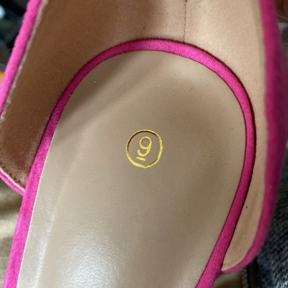 New hot pink block heels strap festive casual Suede sandals, size 9 - Picture 7 of 9
